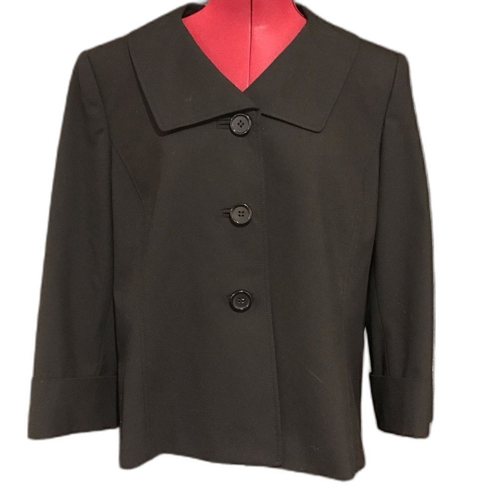 Alex Marie Blazer Women Plus Sz 16 Black 3/4 Cuffed Sleeve Three-Button Classic